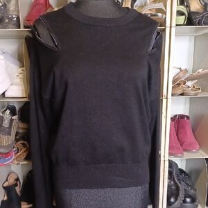 DKNY Black Cut-Out Shoulder Sweater